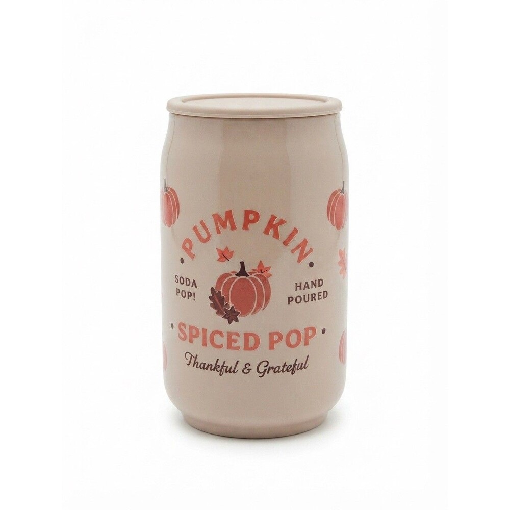 DW Home Pumpkin Spiced Pop Soda Scented Candle Fall Autumn 15.4 Oz Tan Used Once